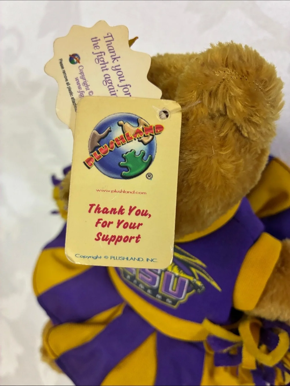 LSU Tigers Purple & Gold Cheerleader Bear Plush Bean Bag, Collegiate Licensed